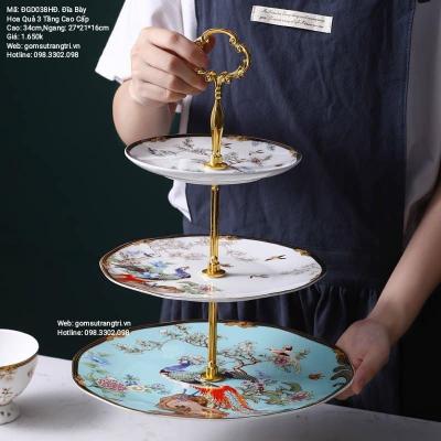 ĐĨA BÀY HOA QUẢ 3 TẦNG CAO CẤP